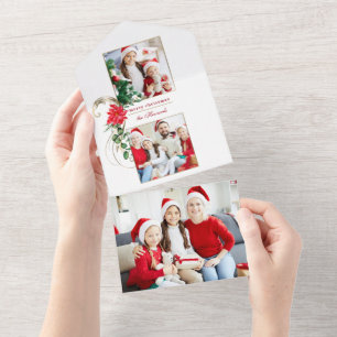 Elegante Poinsettias e Percorrências Douradas 2-Fo