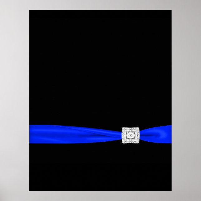 Elegante - Poster de Sinal de Evento Azul e Preto (Frente)