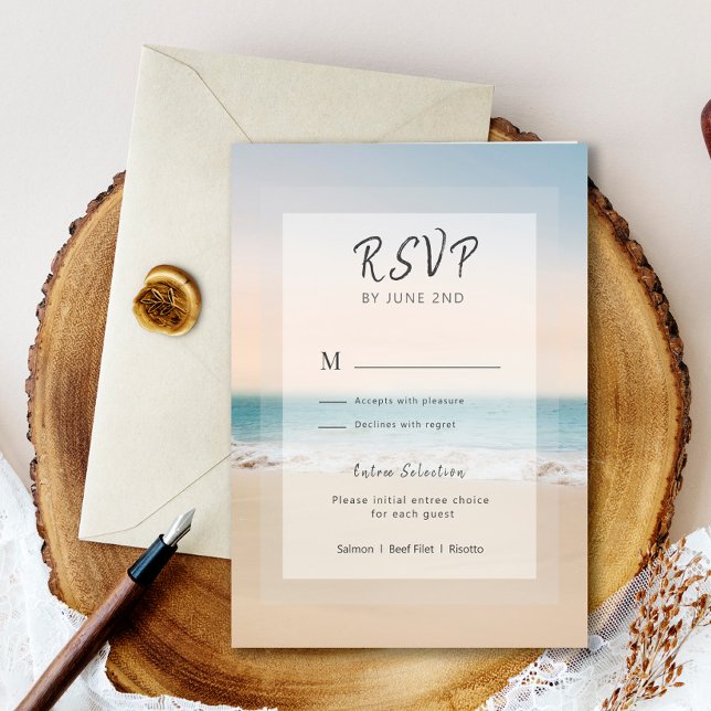 Elegante Praia l Opções de Menu RSVP Casamento (Criador carregado)