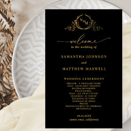 Elegante Preto com Dourado Programa de Casamento M