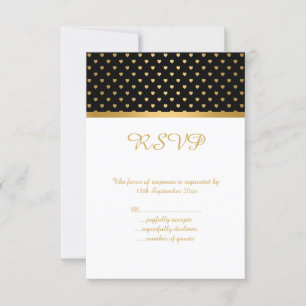 ELEGANTE PRETO DOURADO CORAÇÃO BRANCO TODO RSVP DE