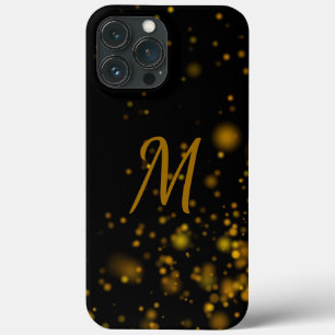 Elegante preto Dourado Efeito do Bokeer Monograma 