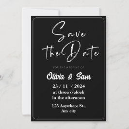 Elegante Preto e Branco Salvar o Convite de Data