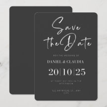 Elegante Preto e Branco Salvar o Convite de Data