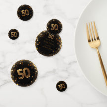 Elegante Preto e Dourado 50º aniversário da Mesa C