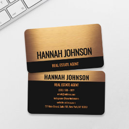 Elegante preto e Dourado Cartão de visita metálico