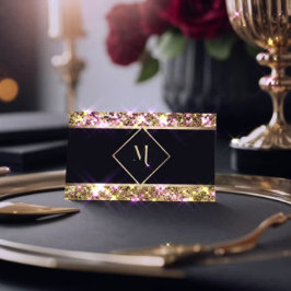 Elegante preto e Dourado Cartão de visita moderno