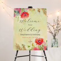 Elegante Primavera Watercolor Poppies Boas-vindas