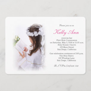 Elegante Primeiro Convite à Comunhão para Menina