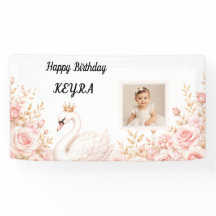 Elegante Princesa Cisne Rosa Floral Aniversário Fo