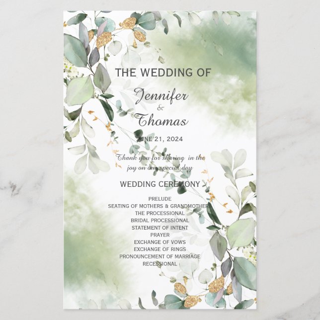 Elegante Programa Botânico Eucalyptus Greenery (Frente)