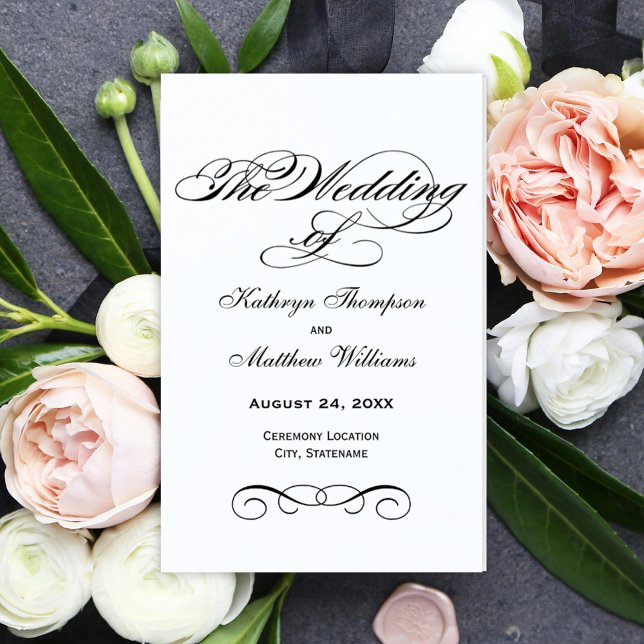 Elegante Programa de Casamento com Caligrafia em P (Criador carregado)