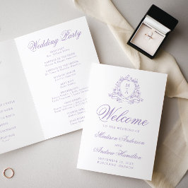 Elegante Programa de Casamento com Crista Floral d