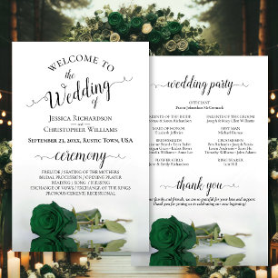 Elegante Programa de Casamento de Rosa Verde Emera