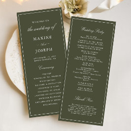 Elegante Programa de Casamento em Verde Poeirento