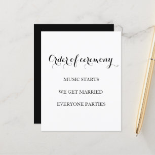 Elegante programa de casamento engraçado preto e b