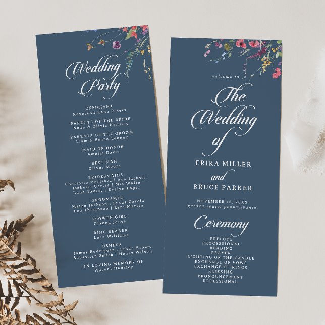 Elegante Programa de Casamento Floral Botânico de  (Criador carregado)