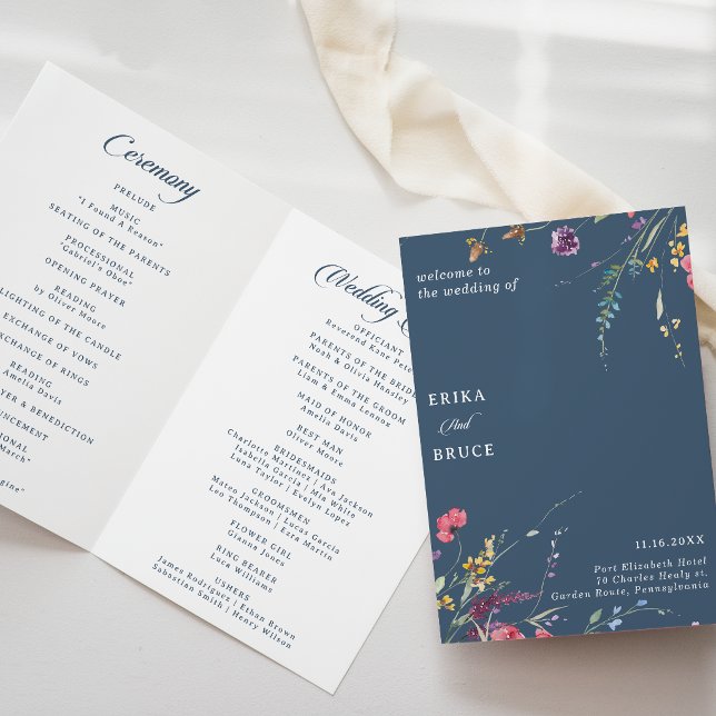 Elegante Programa de Casamento Floral Botânico Dob (Criador carregado)