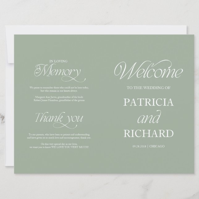 Elegante Programa de Casamento Minimalista DIY Sag (Frente)