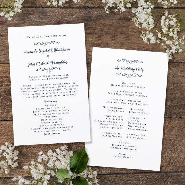 Elegante Programa de Casamento Moderno Cerimônia A (Criador carregado)