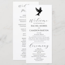 Elegante Programa de Casamento Preto e Branco com 