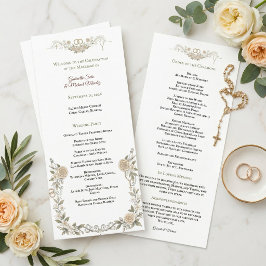 Elegante Programa de Cerimônia de Casamento Católi