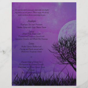 Elegante Purple Gothic Night Posh Menu Casamento