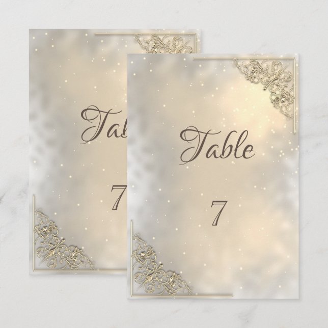 Elegante Quadro Dourado de Mesa Cartão (Frente/Verso)