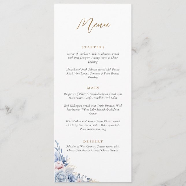 Elegante Quinceanera Dourada Tiara Menu Floral (Frente)