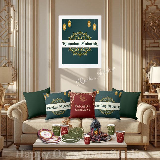 Elegante Ramadan Mubarak Almofada de Lançar (Criador carregado)