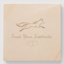 Elegante Raposa Correndo Porta-copos de Arenito