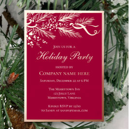 Elegante Red Business Holiday Party Rosa Dourado