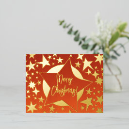 Elegante Red e Dourado Script Feliz Estrelas de Na