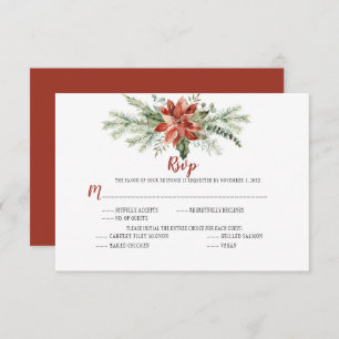 Elegante Red Poinsettia Evergreen Christmas RSVP