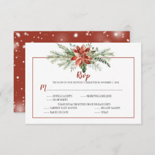 Elegante Red Poinsettia Evergreen Christmas RSVP