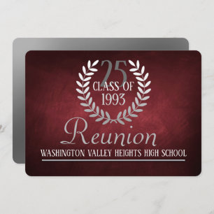 Elegante Red Silver Classe Reunion Convite