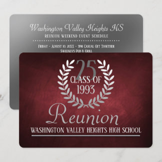 Elegante Red|Silver Classe Reunion Convite