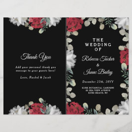 Elegante Red White Floral Greenery Weding Program