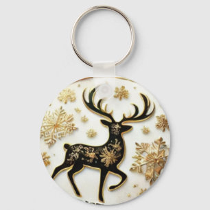 Elegante Reindeer Chaveiro de Natal