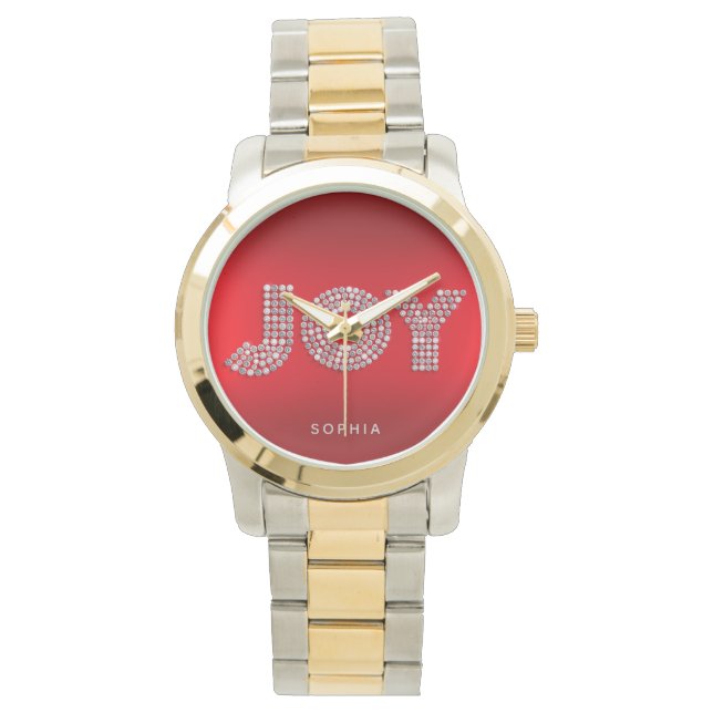 Elegante relógio 'JOY' com nome personalizado para (Frente)