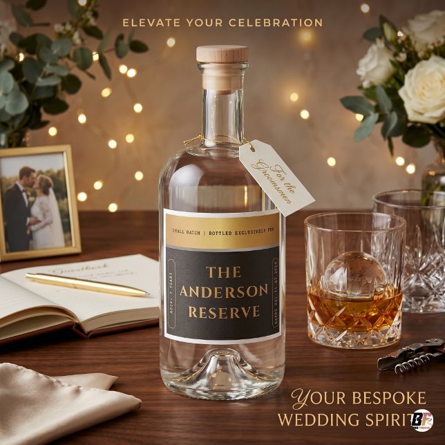 Elegante Reserva Personalizada Preta e Dourada par (Criador carregado)