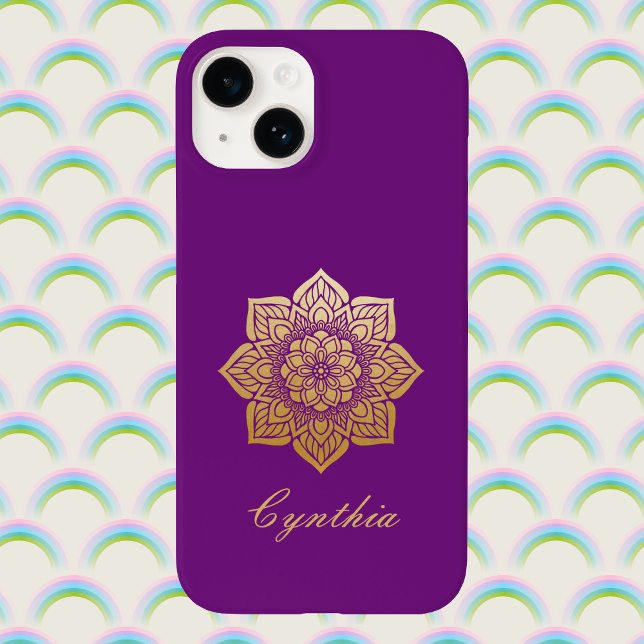 Elegante Respira Roxo e Dourado Mandala (Criador carregado)