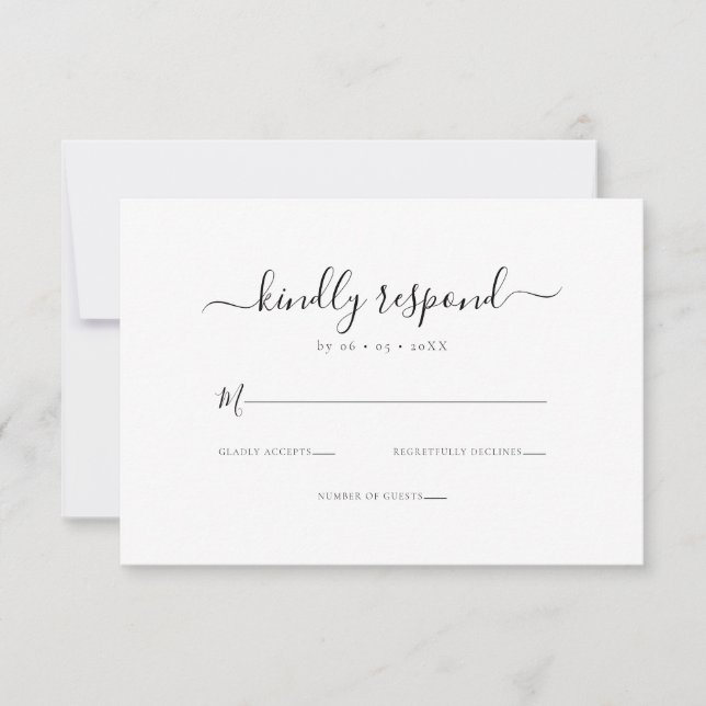 Elegante Responder Minimamente RSVP de Casamento (Frente)