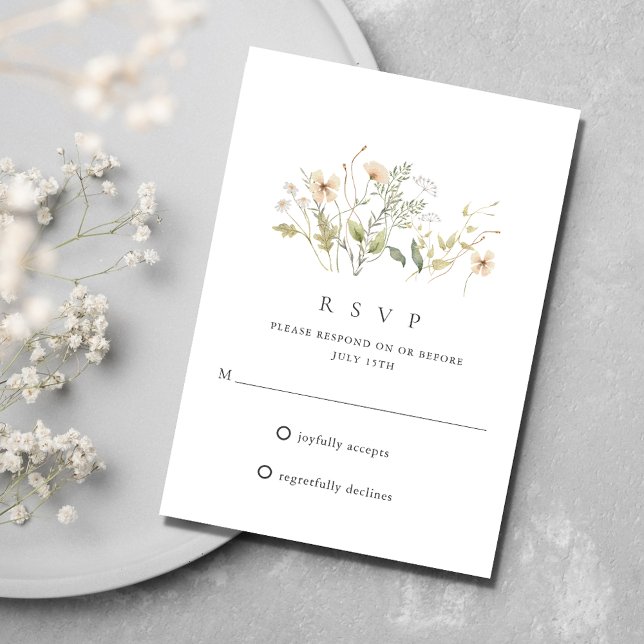 Elegante Resposta de Casamento ao Ar Livre com Flo (Elegant Wildflower Outdoor Wedding RSVP)
