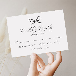 Elegante Resposta de Casamento com Laço Preto