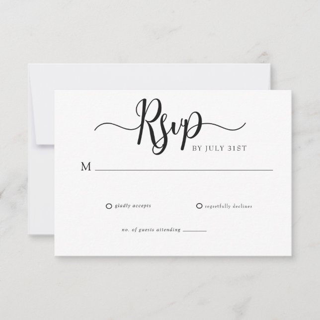 Elegante Resposta de Casamento Simples em Script (Frente)