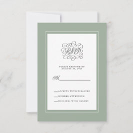 Elegante Resposta de Casamento Verde Sage Chic Enc