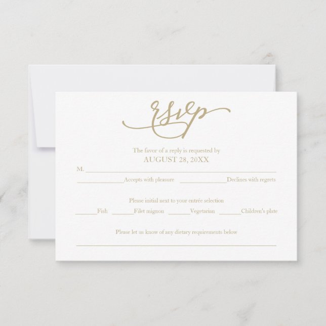 Elegante Resposta de Convite de Casamento com Cali (Frente)