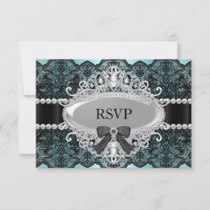 Elegante Resposta de Teal & Black Diamond Lace