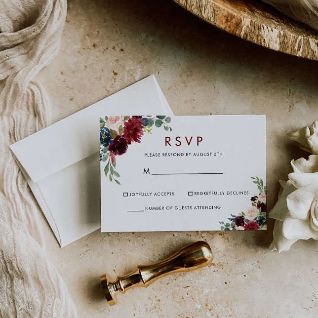 Elegante Resposta Floral Colorida RSVP (Criador carregado)